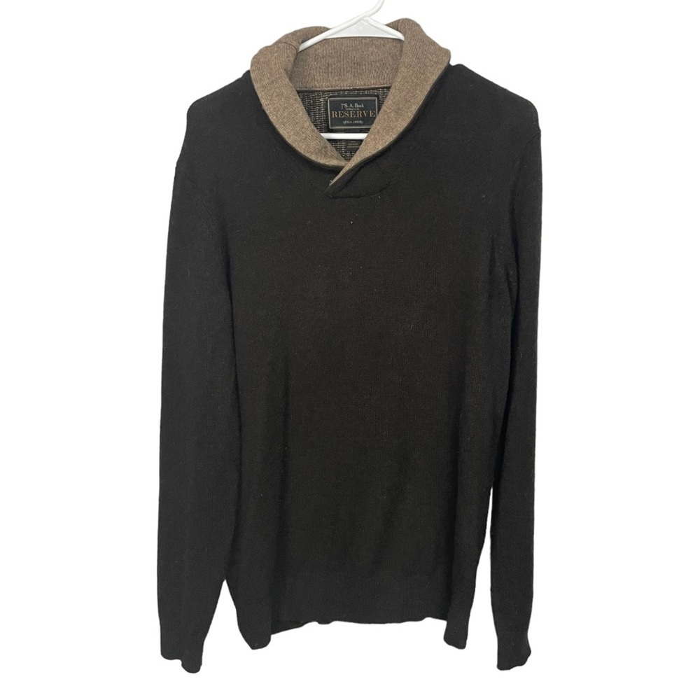 Jos A Bank Lambswool Cowl Neck Sweater Brown Tan Medium